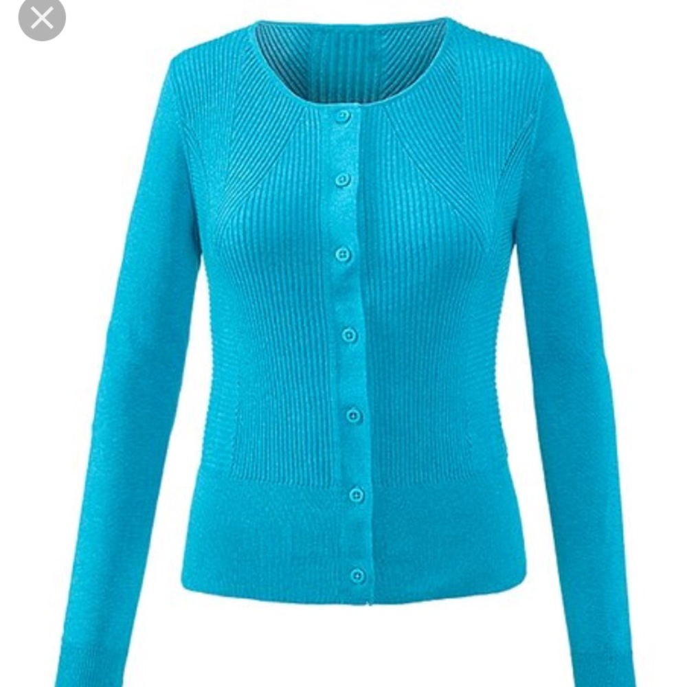 CAbi Darby turquoise cardigan S sweater